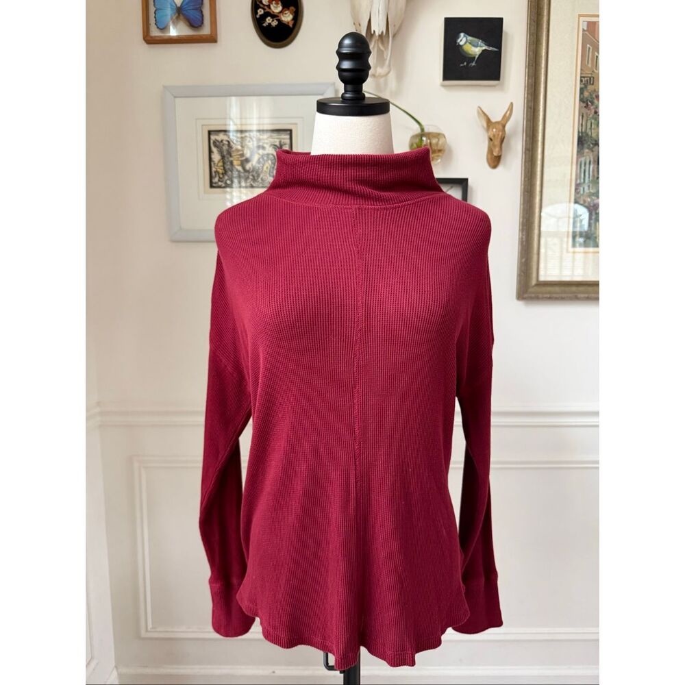 Sanctuary Burgundy Thermal Waffle Turtleneck Shirt M